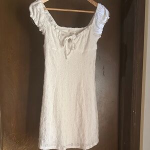 Aeropostale White Mini Dress with Eyelet Design
